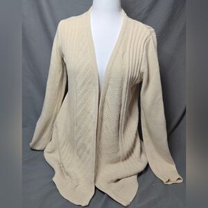 Belldini Classic Cream Open-Front Cardigan Sweater, Women's Medium